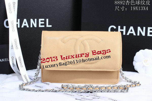 Chanel Cannage Pattern Leather Flap Shoulder Bag A8892 Apricot