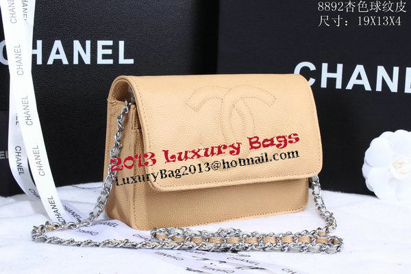 Chanel Cannage Pattern Leather Flap Shoulder Bag A8892 Apricot