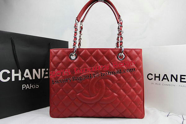 Chanel Classic Coco Bag Red GST Caviar Leather A50995 Silver