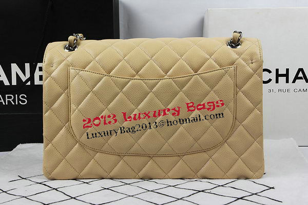 Chanel Classic Flap Bag Apricot Cannage Pattern CF1113 Silver