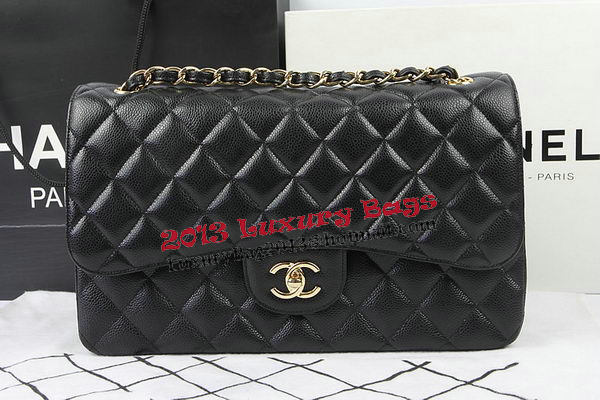 Chanel Classic Flap Bag Black Cannage Pattern CF1113 Gold
