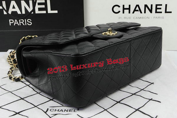Chanel Classic Flap Bag Black Cannage Pattern CF1113 Gold