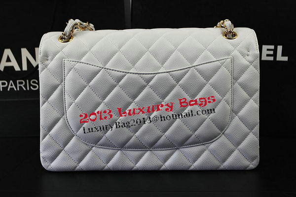 Chanel Classic Flap Bag White Cannage Pattern CF1113 Gold