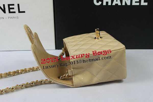 Chanel Classic MINI Flap Bag Apricot Original Patent Leather CF1115 Gold