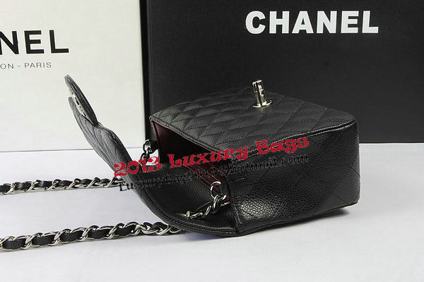 Chanel Classic MINI Flap Bag Black Cannage Pattern CF1119 Silver