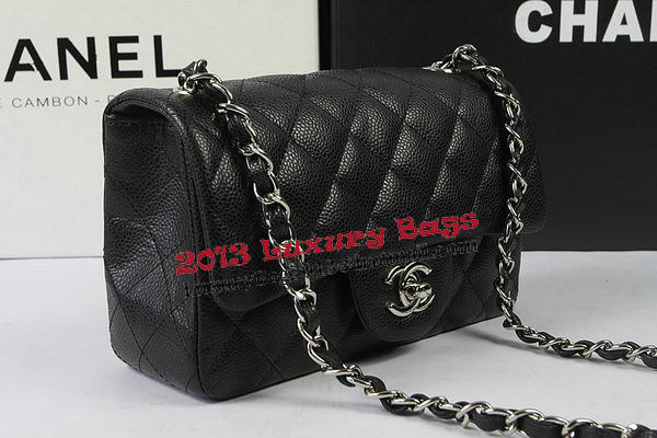 Chanel Classic MINI Flap Bag Black Cannage Pattern CF1119 Silver