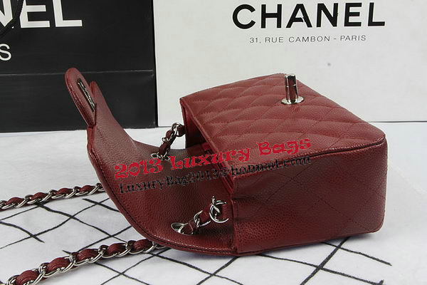 Chanel Classic MINI Flap Bag Burgundy Cannage Pattern CF1119 Silver