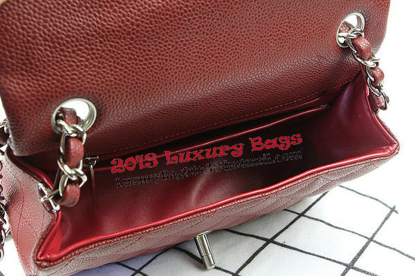 Chanel Classic MINI Flap Bag Burgundy Cannage Pattern CF1119 Silver