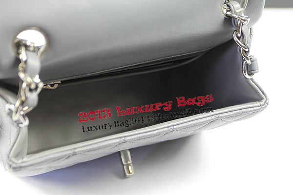 Chanel Classic MINI Flap Bag Grey Original Sheep Leather CF1115 Silver