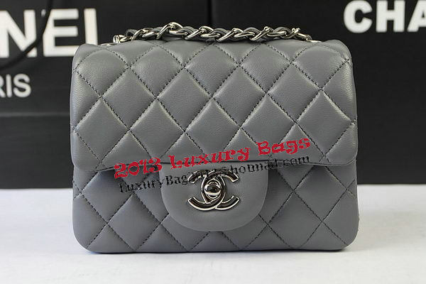 Chanel Classic MINI Flap Bag Grey Original Sheep Leather CF1115 Silver