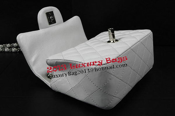 Chanel Classic MINI Flap Bag OffWhite Original Sheep Leather CF1115 Silver