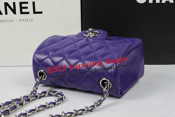 Chanel Classic MINI Flap Bag Violet Original Sheep Leather CF1115 Silver