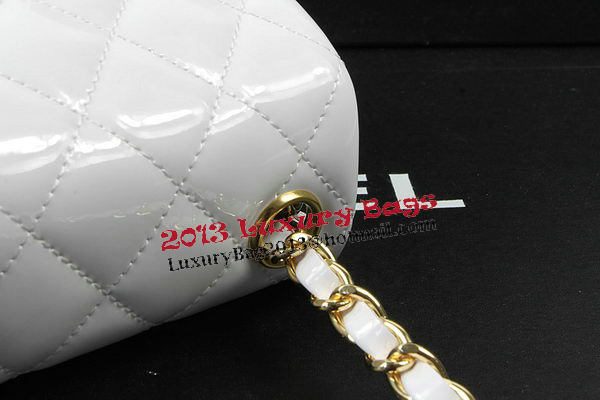 Chanel Classic MINI Flap Bag White Original Patent Leather CF1115 Gold