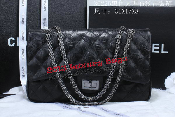 Chanel Glazed Crackled Leather Classic Flap Bag A30225 Black