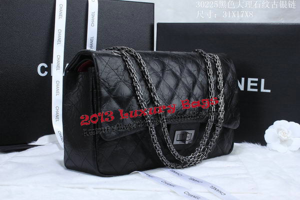 Chanel Glazed Crackled Leather Classic Flap Bag A30225 Black
