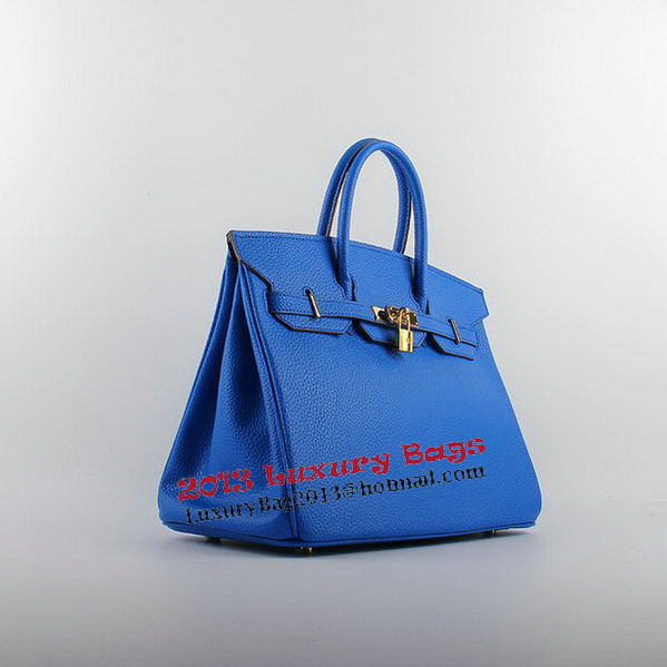Hermes Birkin 35CM Tote Bags Blue Grainy Leather H-35 Gold