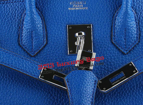 Hermes Birkin 35CM Tote Bags Blue Grainy Leather H-35 Silver