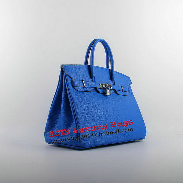 Hermes Birkin 35CM Tote Bags Blue Grainy Leather H-35 Silver