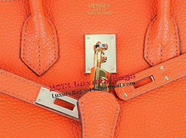 Hermes Birkin 35CM Tote Bags Orange Grainy Leather H-35 Gold