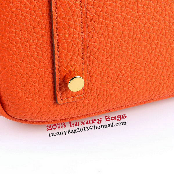 Hermes Birkin 35CM Tote Bags Orange Grainy Leather H-35 Gold