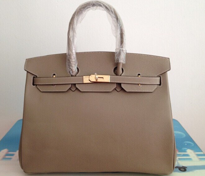 Hermes Birkin 35CM Tote Bag Gray Clemence Leather H6089 Gold