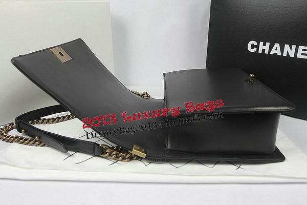 Boy Chanel Flap Shoulder Bag Black Original Sheepskin A67087 Brass