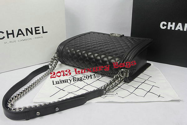 Boy Chanel Flap Shoulder Bag Black Original Sheepskin A67087 Silver