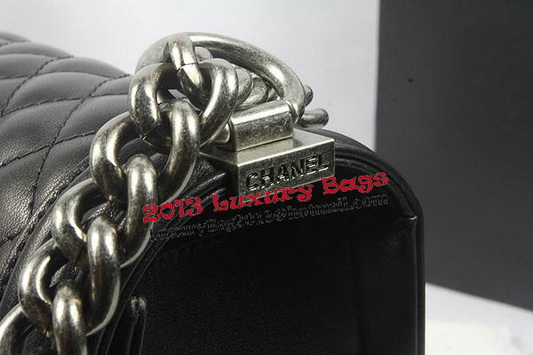 Boy Chanel Flap Shoulder Bag Black Original Sheepskin A67087 Silver