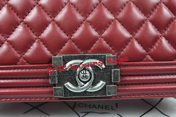 Boy Chanel Flap Shoulder Bag Burgundy Original Sheepskin A67087 Silver
