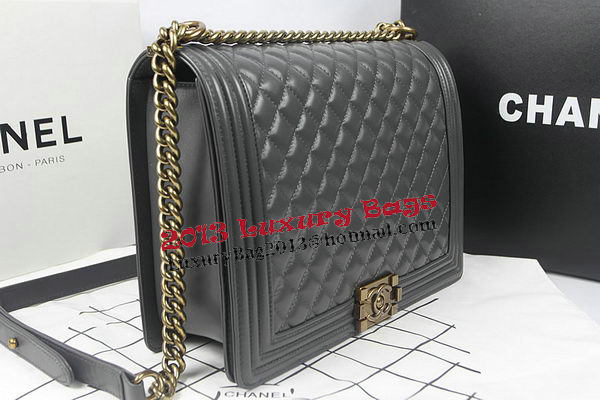 Boy Chanel Flap Shoulder Bag Grey Original Sheepskin A67087 Brass
