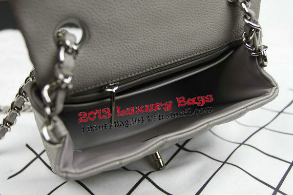 Chanel Classic MINI Flap Bag CF1115 Grey Cannage Pattern Silver