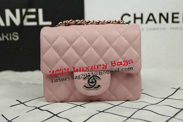 Chanel Classic MINI Flap Bag CF1115 Pink Cannage Pattern Silver