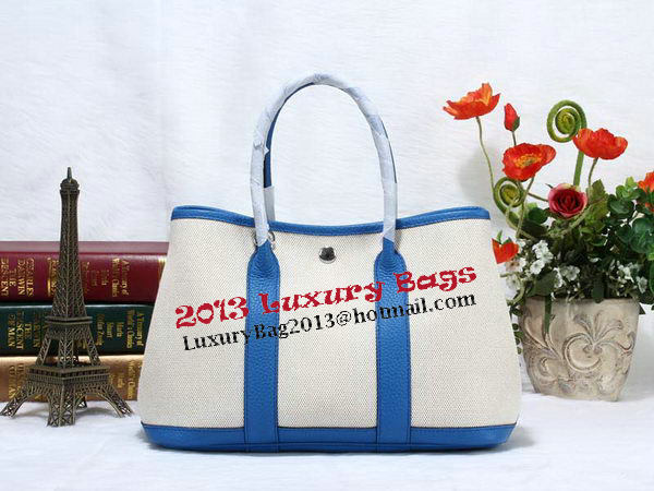 Hermes Garden Party 30cm Tote Bag Canvas Blue