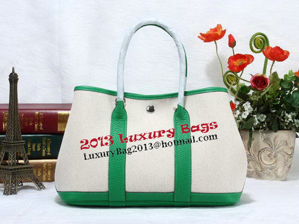 Hermes Garden Party 30cm Tote Bag Canvas Light Green