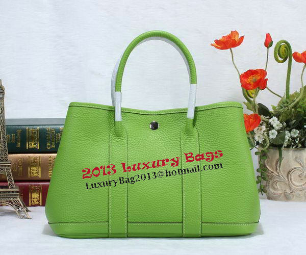 Hermes Garden Party 30cm Tote Bag Grainy Leather Green