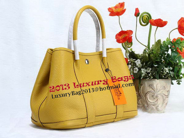 Hermes Garden Party 30cm Tote Bag Grainy Leather Yellow