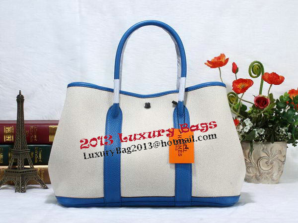 Hermes Garden Party 36cm Tote Bag Canvas Blue