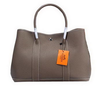 Hermes Garden Party 36cm Tote Bag Grainy Leather Grey