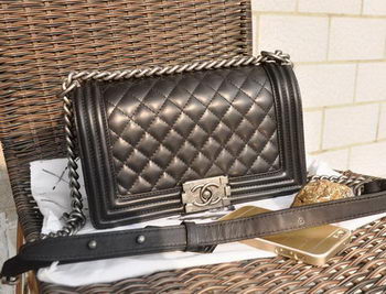 Boy Chanel Original Lambskin Leather Flap Shoulder Bag A67086 Black