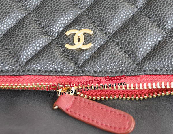 Chanel Clutch Bag Black Cannage Pattern Leather A82044 Gold