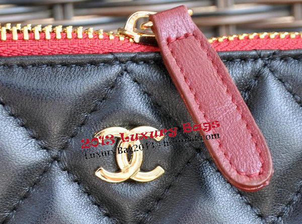 Chanel Clutch Bag Black Sheepskin Leather A82044 Gold