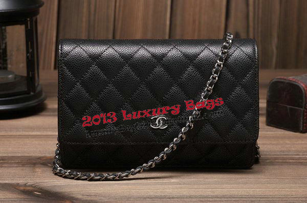 Chanel mini Flap Bag A33814 Black Cannage Pattern Silver