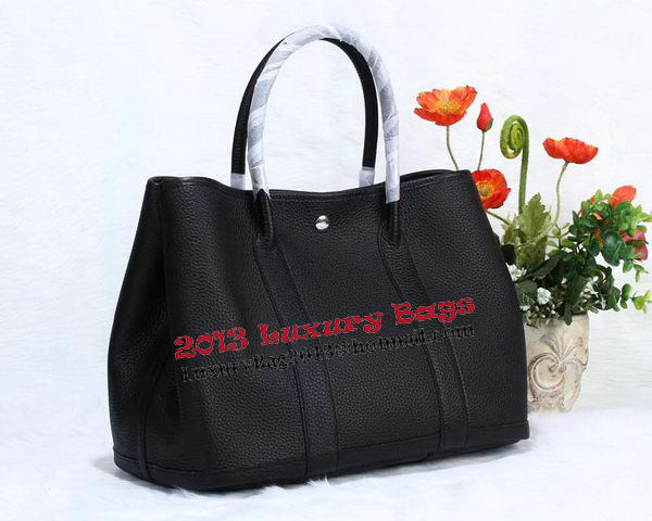 Hermes Garden Party 36cm Tote Bag Grainy Leather Black