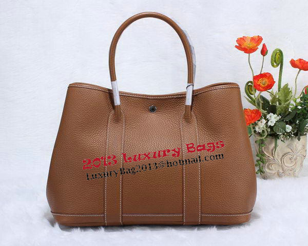 Hermes Garden Party 36cm Tote Bag Grainy Leather Brown