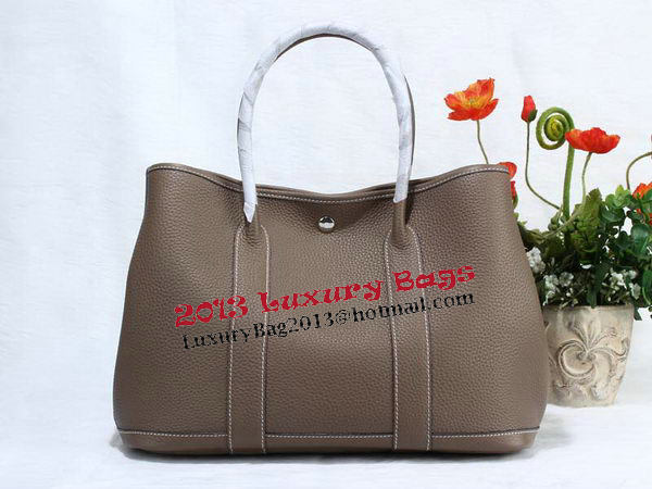 Hermes Garden Party 36cm Tote Bag Grainy Leather Grey