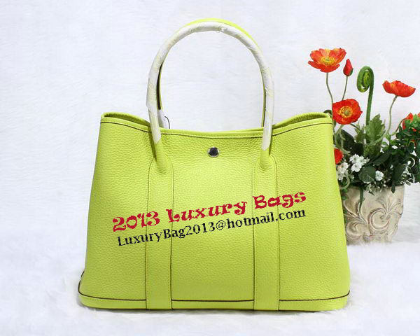Hermes Garden Party 36cm Tote Bag Grainy Leather Lemon