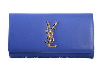 Saint Laurent Classic Monogramme Clutch Original Leather Y5486 Blue