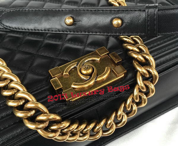 Chanel Boy Flap Shoulder Bag Original Black Sheepskin Leather A67087 Gold