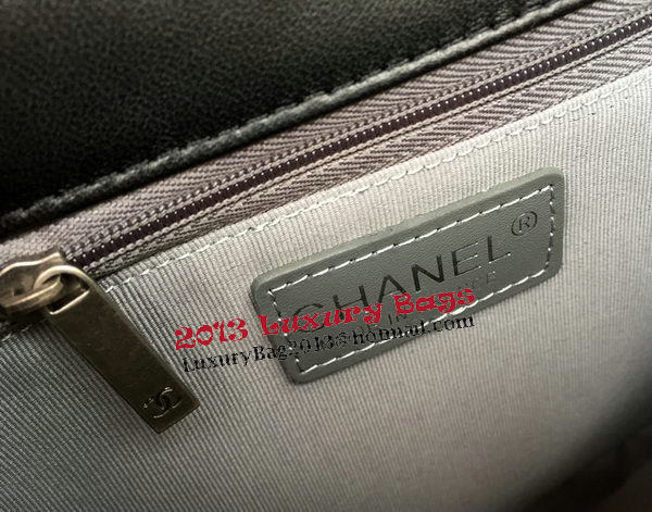 Chanel Boy Flap Shoulder Bag Original Black Sheepskin Leather A67087 Silver
