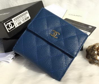 Chanel Matelasse Bi-Fold Wallet Cannage Patterns A48980 Blue